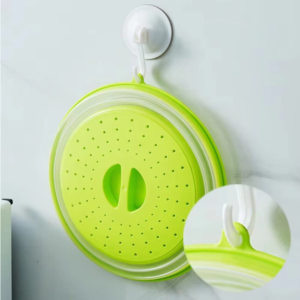 Microwave Splatter Cover Collapsible Vented Microwave Heating Lid Silicone Fresh-keeping Oil-proof Splash-proof Cover with Hook