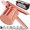 Large 15oz Potato Ricer, Heavy Duty Stainless Steel Potato Masher and Ricer Kitchen Tool, Press and Mash Kitchen Gadget For Perfect Mashed Potatoes - Everytime, Rose Gold and Black