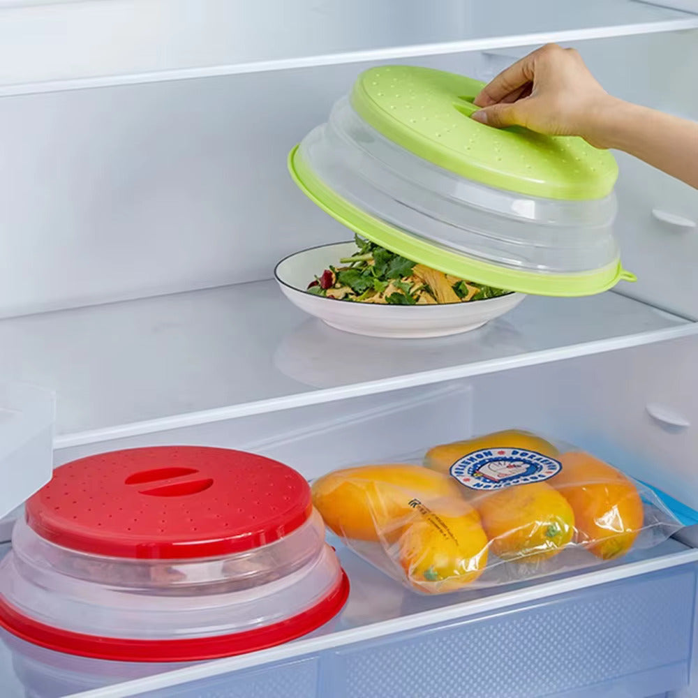 Microwave Splatter Cover Collapsible Vented Microwave Heating Lid Silicone Fresh-keeping Oil-proof Splash-proof Cover with Hook