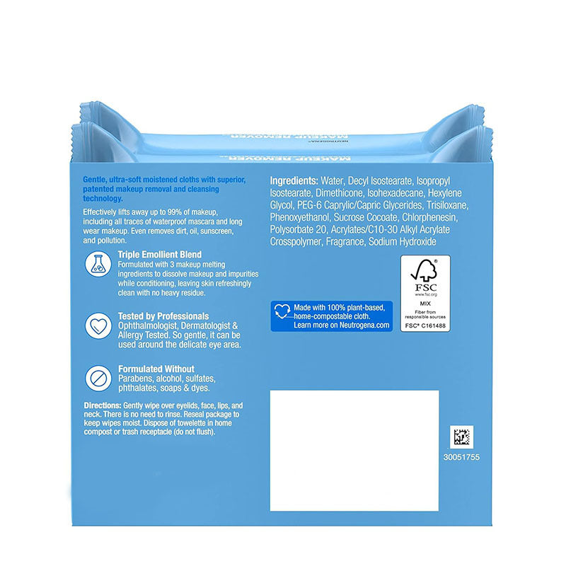 Makeup Remover Wipes, Daily Facial Cleanser Towelettes, Gently Cleanse and Remove Oil & Makeup, Alcohol-Free Makeup Wipes, 2 x 25 ct