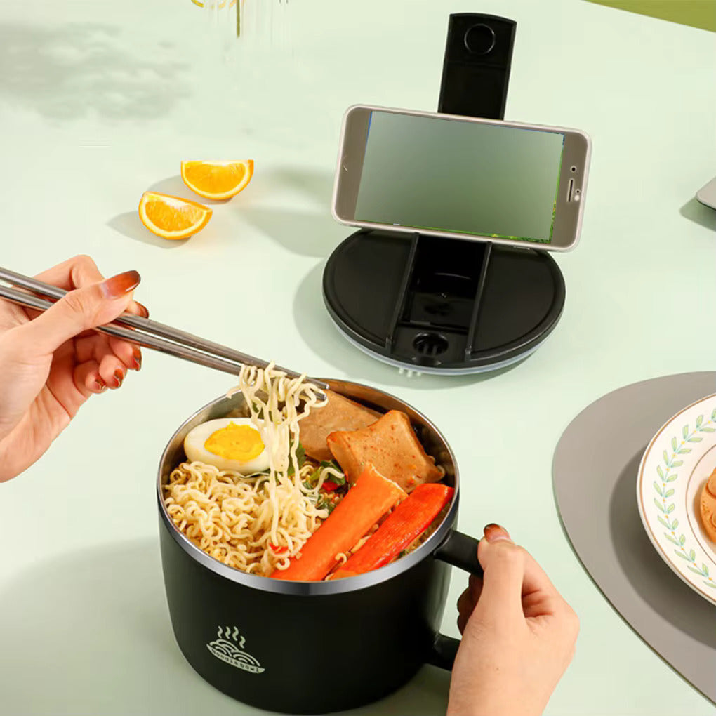 Stainless Steel Ramen Bowl with Spoon Chopstick Ramen Bowl Set 1200ml Large Capacity Portable Anti-Scalding Lunch Box