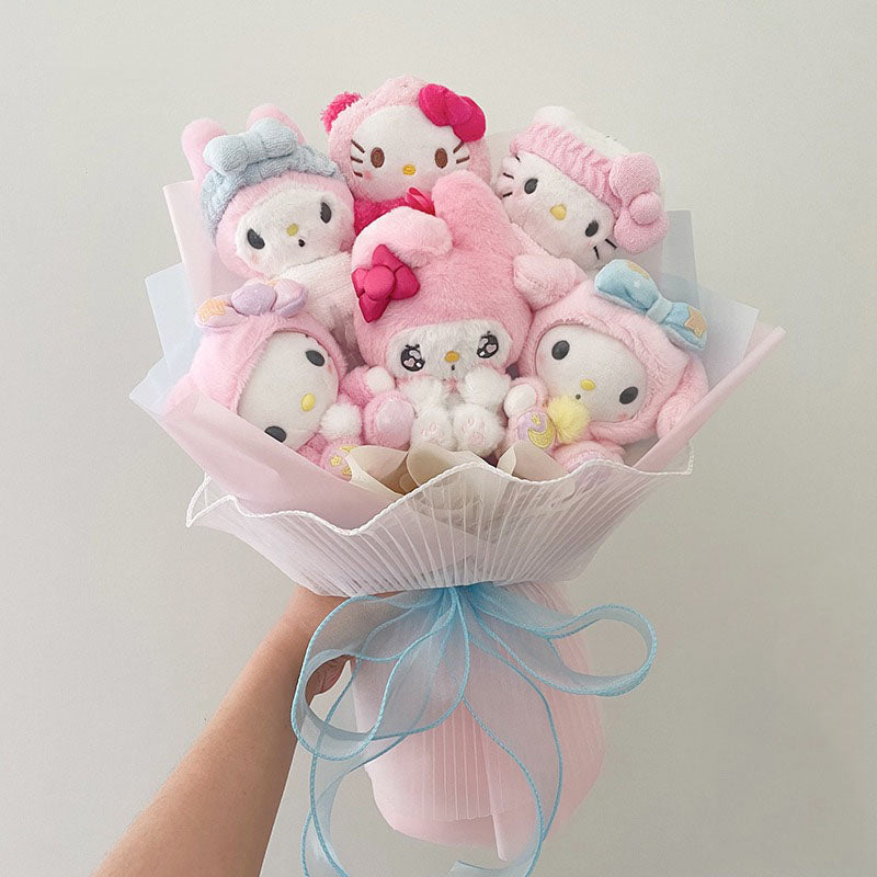 Sanrio Kawaii Cinnamoroll Mymelody Kuromi Doll Bouquet Anime Toys Flowers Birthday Graduation Valentine Christmas Gifts Toy