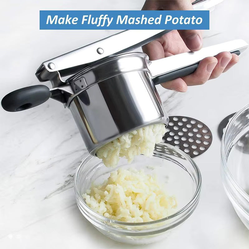 Large 15oz Potato Ricer, Heavy Duty Stainless Steel Potato Masher and Ricer Kitchen Tool, Press and Mash Kitchen Gadget For Perfect Mashed Potatoes - Everytime, Rose Gold and Black