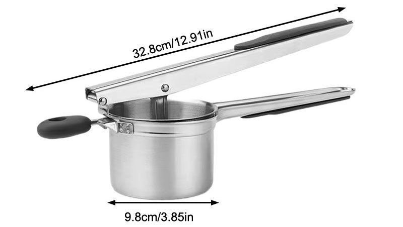 Large 15oz Potato Ricer, Heavy Duty Stainless Steel Potato Masher and Ricer Kitchen Tool, Press and Mash Kitchen Gadget For Perfect Mashed Potatoes - Everytime, Rose Gold and Black