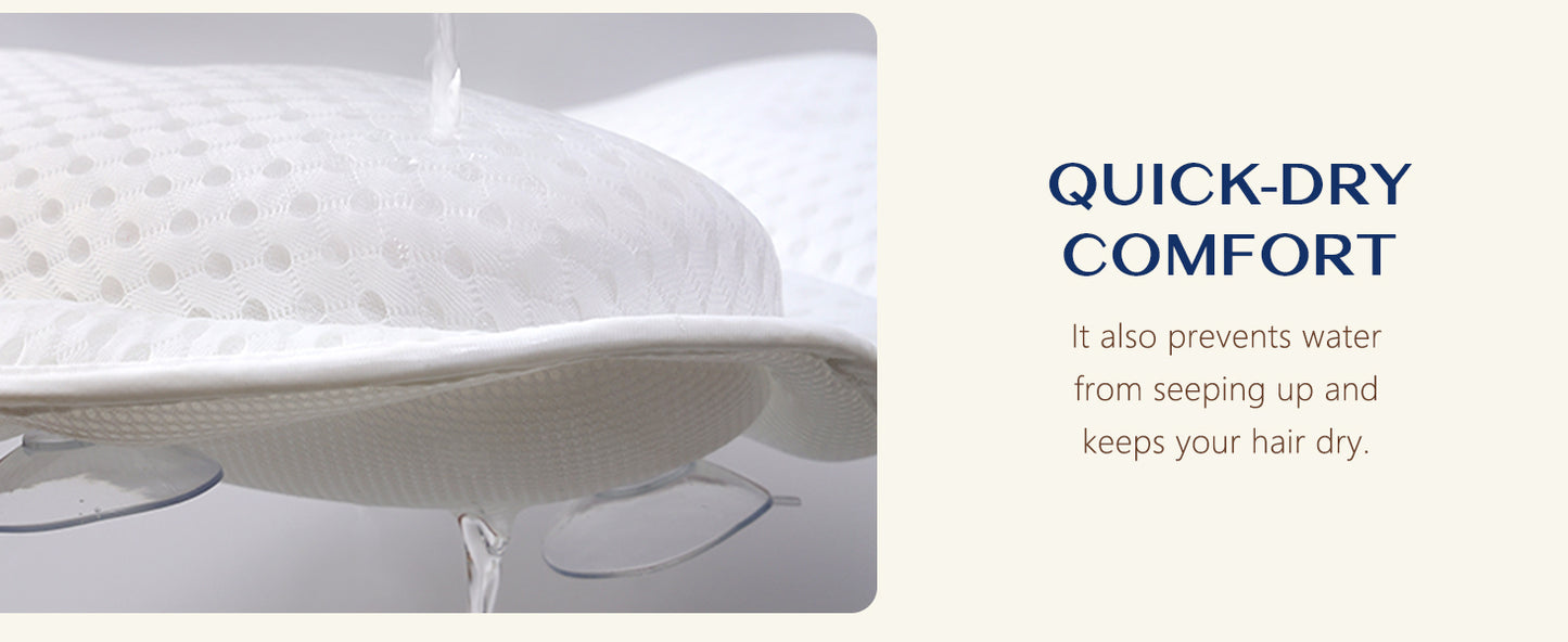 Bath Pillow Bathtub Pillow, Luxury Bath Pillows for Tub Neck and Back Support, Bath Tub Pillow Headrest with Soft 4D Mesh Fabric and Non-Slip Suction Cups, Relaxing Bath Accessories Spa Gifts