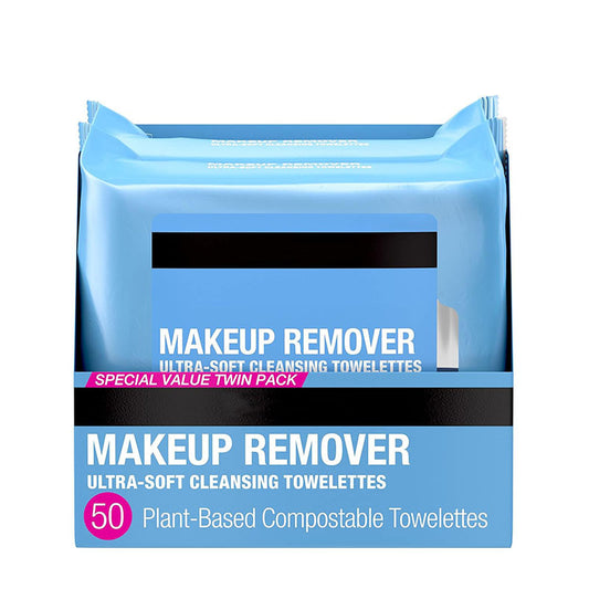 Makeup Remover Wipes, Daily Facial Cleanser Towelettes, Gently Cleanse and Remove Oil & Makeup, Alcohol-Free Makeup Wipes, 2 x 25 ct