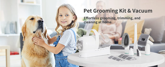 Dog Grooming Kit, Pet Grooming Vacuum with Pet Clipper Nail Grinder, Dog Hair Vacuum with 6 Pet Grooming Tools for Dogs Cats Shedding Grooming