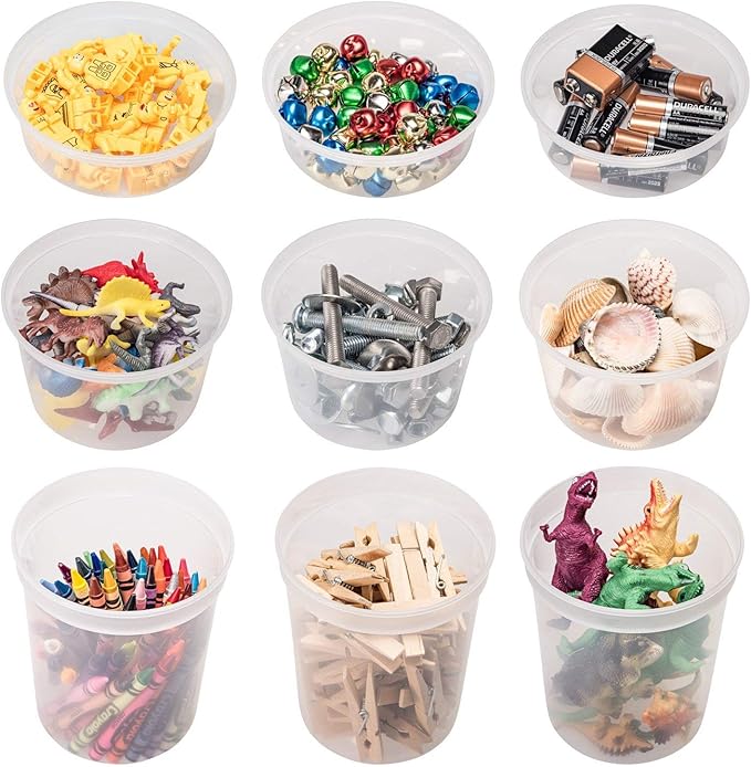 Food Storage Containers with Lids Freezer Deli Cups Combo Pack Leakproof Round Clear Take out Container Meal Airtight Lids