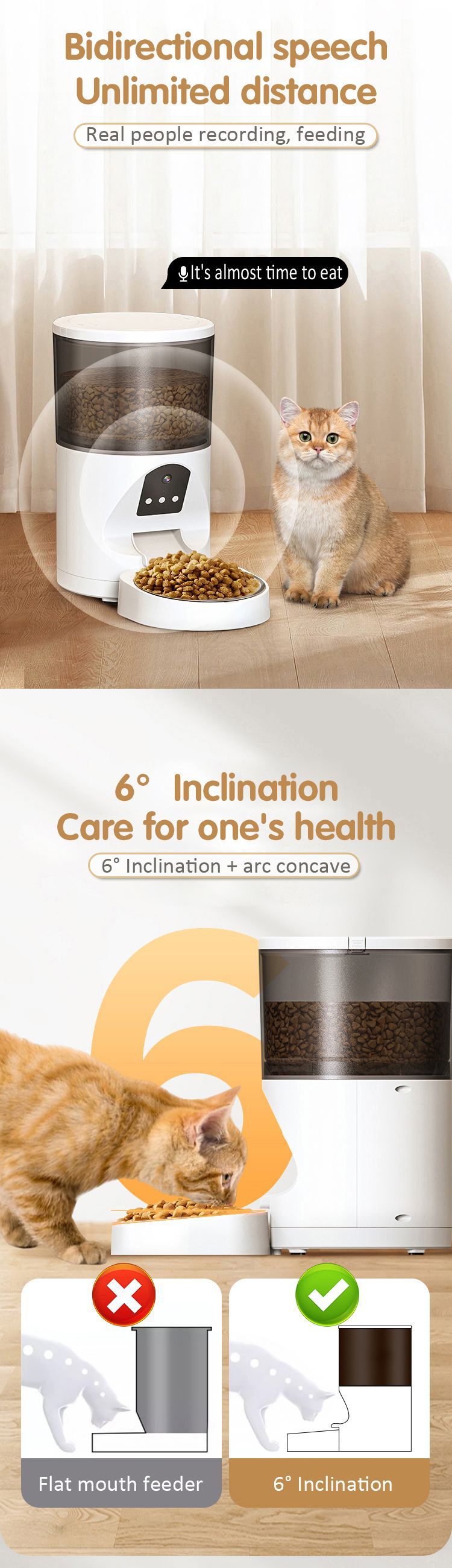 Automatic Cat Feeders Camera 5G: WiFi Easy to Clean Timed Smart Dog Food Dispenser 2-Way Audio Memory Function Pet Feeder HD 1080P Video Record APP Control Dry Food Clear Night Vision Yakry