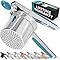 Large 15oz Potato Ricer, Heavy Duty Stainless Steel Potato Masher and Ricer Kitchen Tool, Press and Mash Kitchen Gadget For Perfect Mashed Potatoes - Everytime, Rose Gold and Black