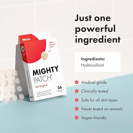 Hydrocolloid Acne Pimple Patch for Covering Zits and Blemishes in Face and Skin, Vegan-friendly and Not Tested on Animals (36 Count)