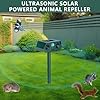 Ultrasonic Animal Repellent Outdoor Deer Repellent Devices Solar Animal Repeller Motion Activated Deterrent to Scare Cat Squirrel Rabbit Raccoon Skunk