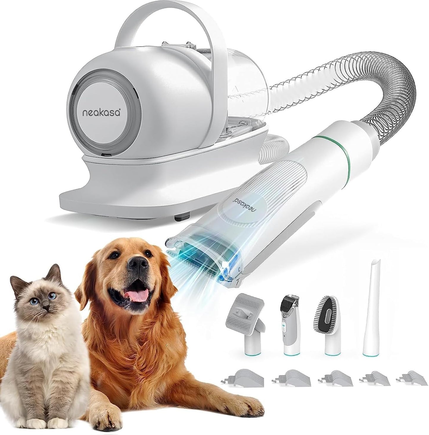 Dog Grooming Kit, Pet Grooming Vacuum with Pet Clipper Nail Grinder, Dog Hair Vacuum with 6 Pet Grooming Tools for Dogs Cats Shedding Grooming