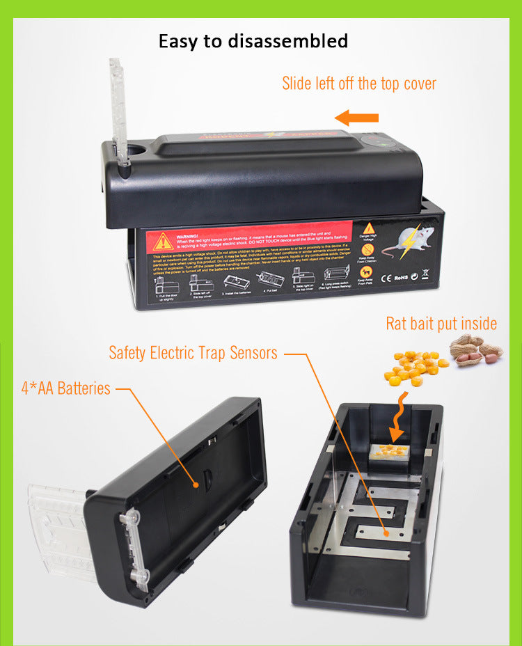 Electric Mouse Trap, No Touch No View Electric Mouse and Rat Trap Indoor for Home, Electronic Humane Mice Killer Effective Instant Kill Rodent Zapper with High Voltage Anti Escape Design Pet Safe