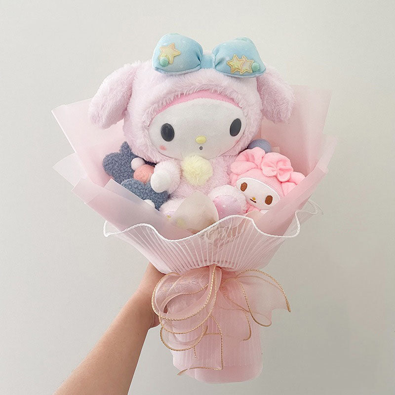 Sanrio Kawaii Cinnamoroll Mymelody Kuromi Doll Bouquet Anime Toys Flowers Birthday Graduation Valentine Christmas Gifts Toy