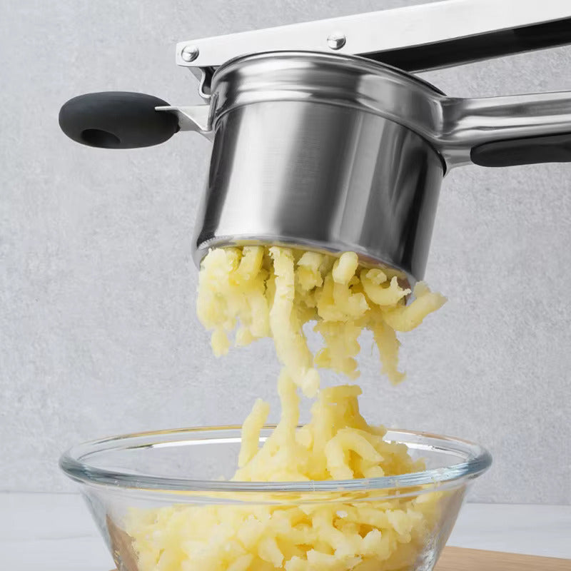 Large 15oz Potato Ricer, Heavy Duty Stainless Steel Potato Masher and Ricer Kitchen Tool, Press and Mash Kitchen Gadget For Perfect Mashed Potatoes - Everytime, Rose Gold and Black